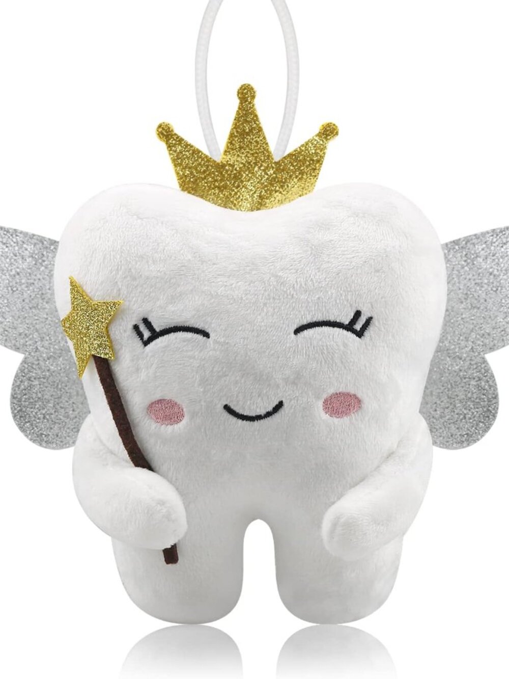 Tooth Fairy Pillow with Shiny Wings Embroidered Tooth Fairy Doll with Pocket Cry